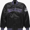 Rockies Black Starter Satin Varsity Jacket