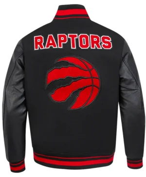 Rudy Toronto Raptors Black Wool Varsity Jacket Back
