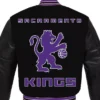 Sacramento Kings Black Full Snap Wool Varsity Jacket Back