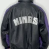 Sacramento Kings Black Vintage Zip Leather Jacket Back