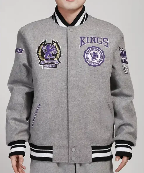 Sacramento Kings Grey Wool Varsity Jacket