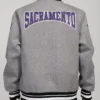 Sacramento Kings Grey Wool Varsity Jacket Back