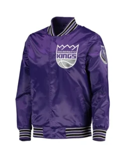 Sacramento Kings Purple Satin Zip Bomber Jacket
