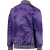 Sacramento Kings Purple Satin Zip Bomber Jacket Back