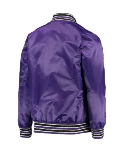 Sacramento Kings Purple Satin Zip Bomber Jacket Back
