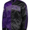 Sacramento Kings Purple and Black Satin Varsity Jacket