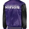 Sacramento Kings Satin Full Snap Varsity Jacket Back