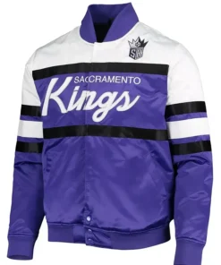 Sacramento Kings White and Purple Satin Varsity Jacket