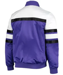Sacramento Kings White and Purple Satin Varsity Jacket Back