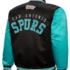 San Antonio Spurs Black and Green Full Snap Varsity Jacket Back