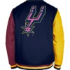 San Antonio Spurs Full Snap Varsity Letterman Jacket Back
