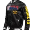 Sandrine Dach Denver Nuggets Black Satin Varsity Jacket