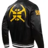 Sandrine Dach Denver Nuggets Black Satin Varsity Jacket Back