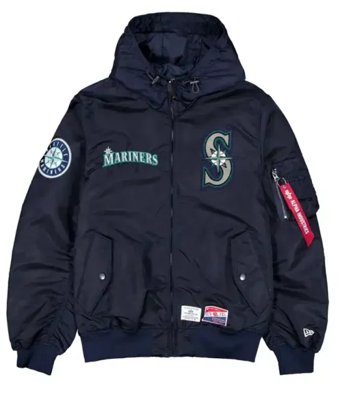 Seattle Mariners Navy Blue Hooded Ma-1 Bomber Jacket