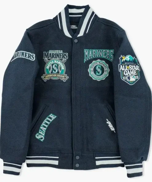 Seattle Mariners Navy Blue Varsity Letterman Jacket