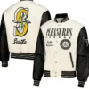 Seattle Mariners White And Black Pleasures Varsity Jacket