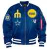 Seattle Mariners Zipper Blue Satin Bomber Jacket