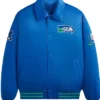 Seattle Seahawks Merriam Blue Satin Bomber Jacket