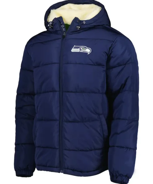 Seattle Seahawks Navy Puffer Parka Hooded Jacket