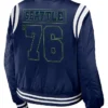 Seattle Seahawks Rose Satin Navy Bomber Jacket