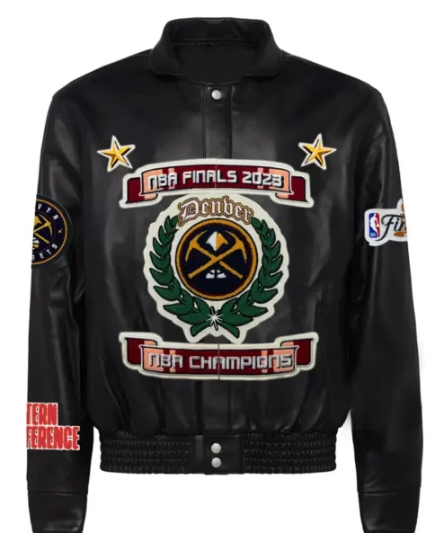 Shania Denver Nuggets Championship Black Leather Jacket