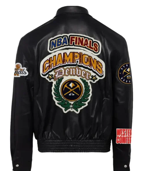 Shania Denver Nuggets Championship Black Leather Jacket Back