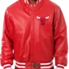 Shawna Chicago Bulls Red Leather Varsity Jacket