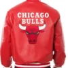 Shawna Chicago Bulls Red Leather Varsity Jacket Back