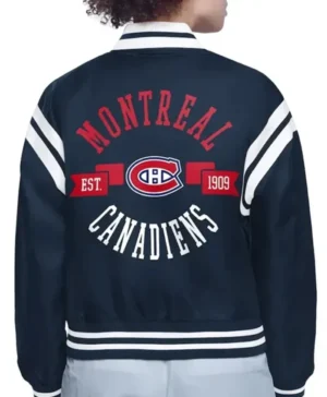 Alternative view of Ellie Montreal Canadiens Printed Varsity Satin Jacket