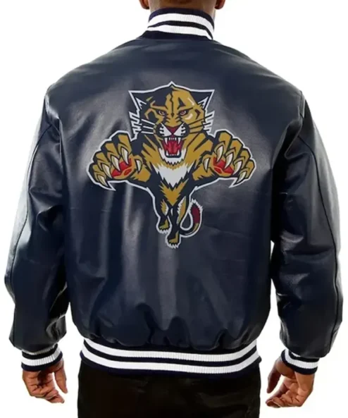 Shop Men and Women Chesley Florida Panthers Navy Varsity Leather Jacket