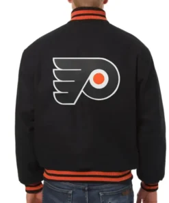 Shop Men and Women Philadelphia Flyers Black Full Snap Varsity Jacket
