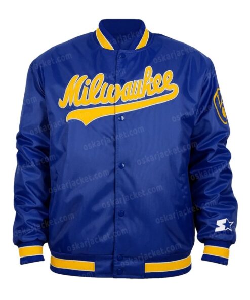 Shop Milwaukee Brewers Royal Blue And Yellow Varsity Jacket