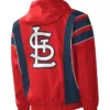 St Louis Cardinals Red Starter Pullover Jacket Back
