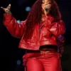 Super Bowl LIX Halftime Show SZA Leather Red Jacket