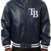 Tampa Bay Rays Navy Blue Leather Varsity Jacket