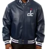 Tanner Washington Wizards Navy Blue Leather Bomber Jacket