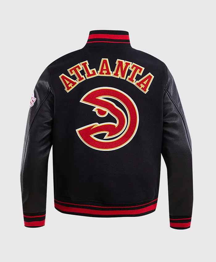 Team Atlanta Hawks Black And Red Varsity Jacket