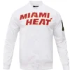 Team Miami Heat White Satin Varsity Jacket