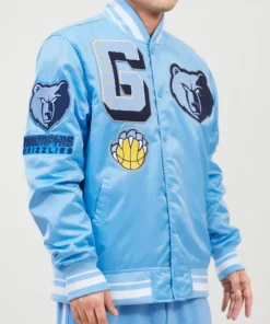 Ted Grant Memphis Grizzlies Blue Satin Varsity Jacket For Sale