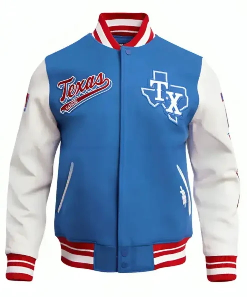 Texas Rangers Blue And White Varsity Wool Jacket