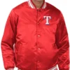 Texas Rangers Bomber Full Snap Satin Red Jacket