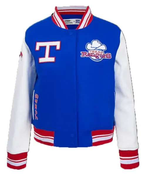 Texas Rangers Letterman Full Snap Varsity Blue Jacket