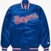 Texas Rangers Navy Blue Satin Bomber Jacket
