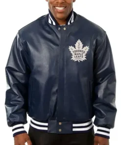 Toronto Maple Leafs Navy Varsity Leather Jacket