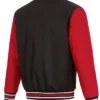 Toronto Raptors Black and Red Wool Varsity Jacket Back