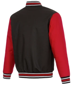 Toronto Raptors Black and Red Wool Varsity Jacket Back