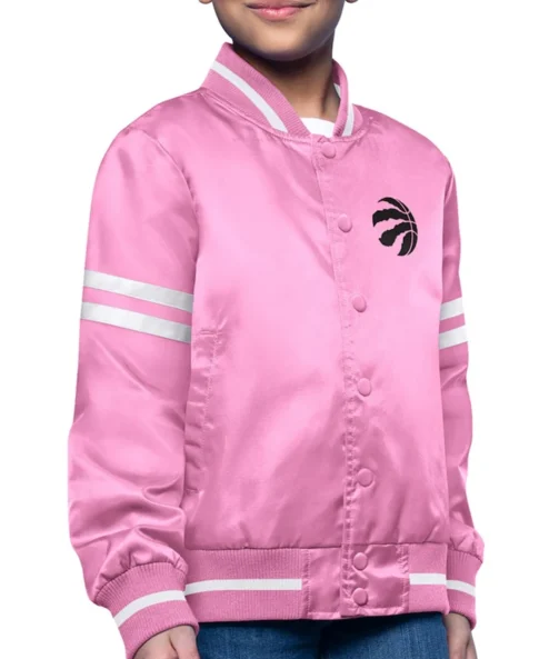Toronto Raptors Satin Pink Varsity Jacket