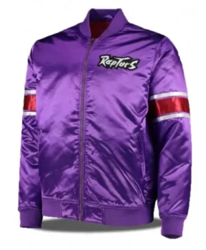 Toronto Raptors Satin Purple Zip Bomber Jacket