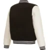 Utah Jazz Brown And White Wool Varsity Jacket Back