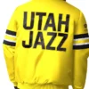 Utah Jazz Yellow And Black Satin Varsity Jacket Back